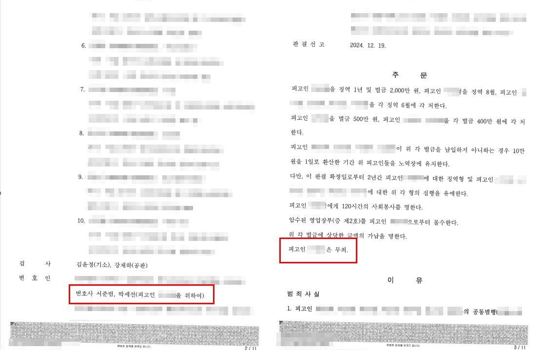 유흥업소 투자했다 성매매알선 혐의, 1심 무죄 사례